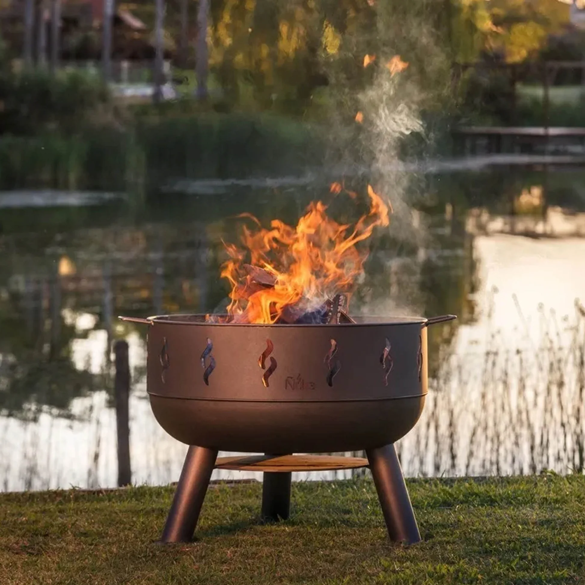 Whole lambs roasting around the firepit